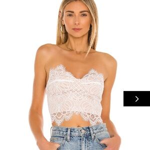 Superdown White Kendall Lace Strapless Crop Top NWOT XS